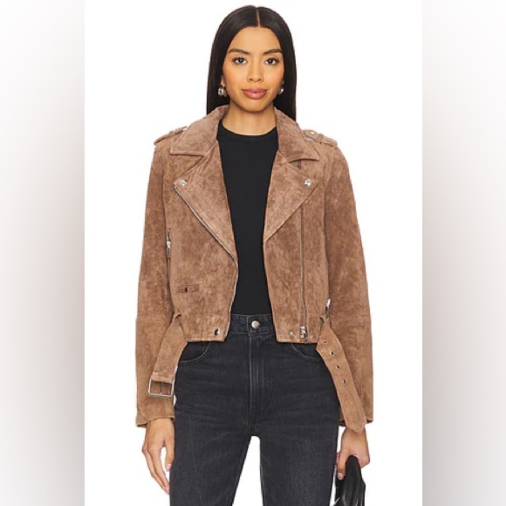 BLANKNYC Morning  Suede Moto Jacket French Taupe Sz S